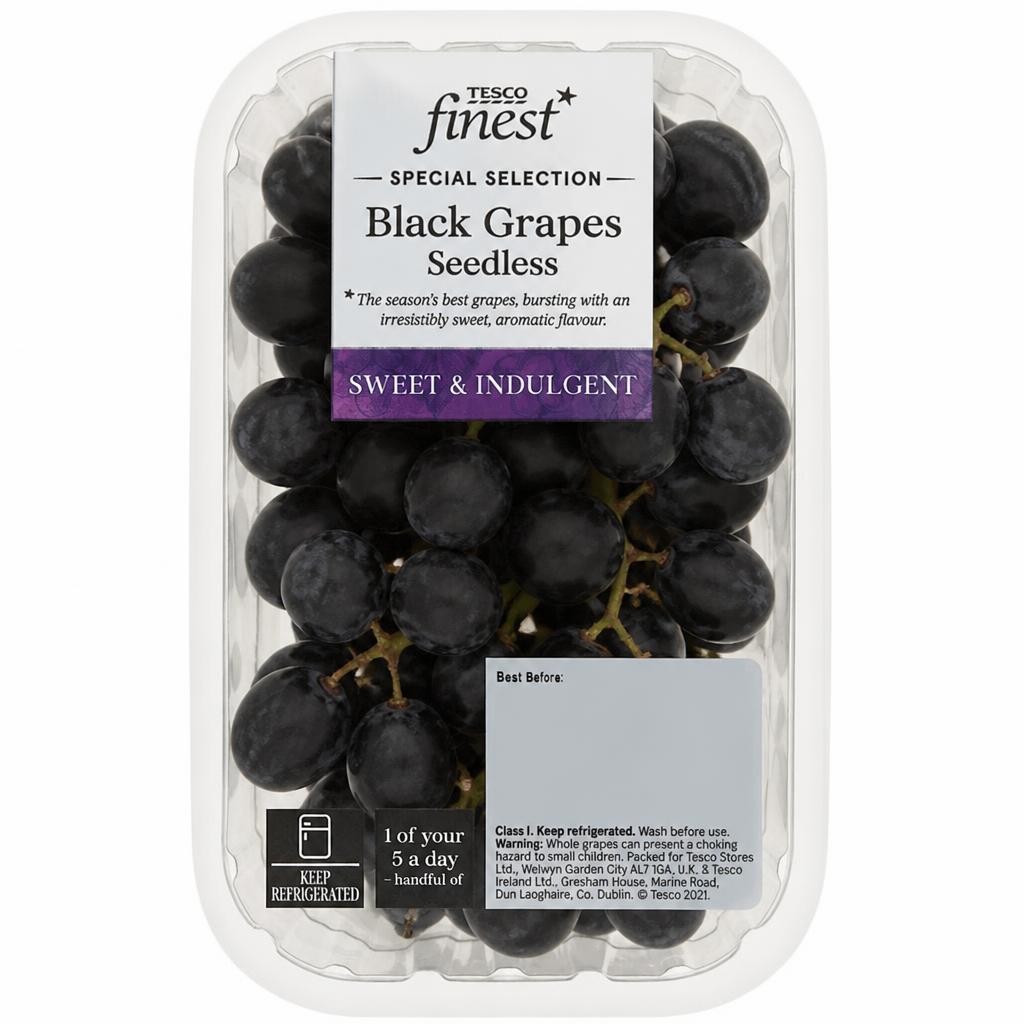 Tesco Finest Black Grapes Seedless 500G