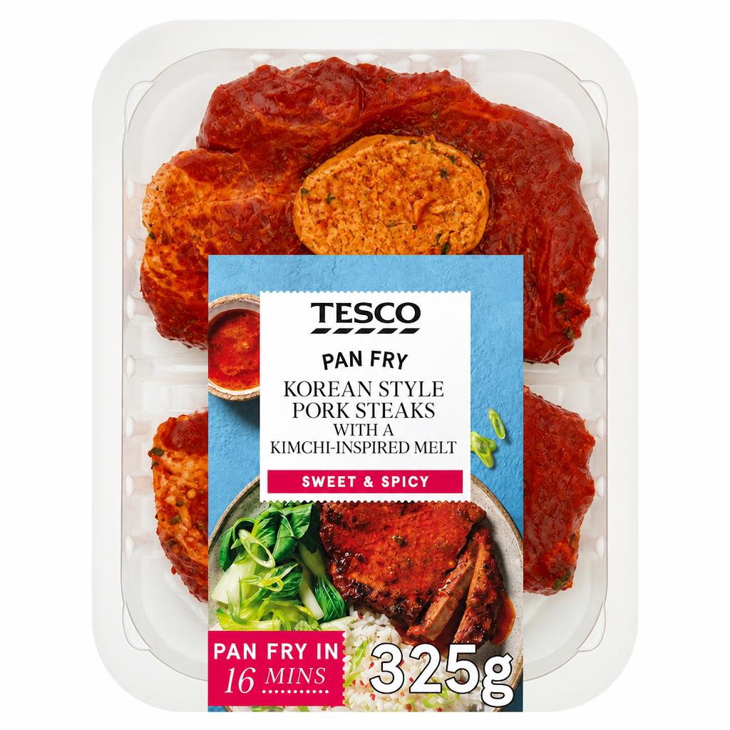 Tesco Pan Fry Korean Style Pork Steaks with a Kimchi Inspired Melt 325G