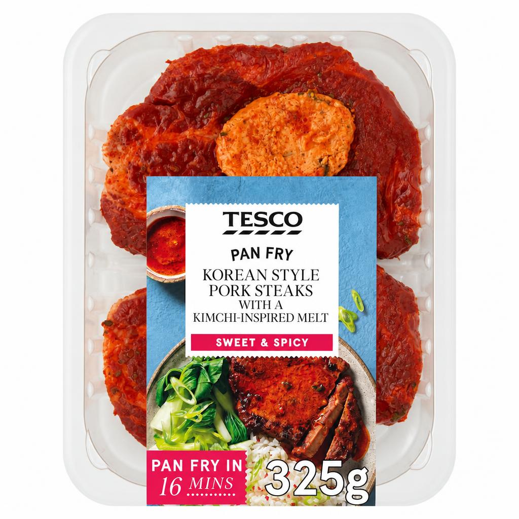 Tesco Pan Fry Korean Style Pork Steaks with a Kimchi Inspired Melt 325G
