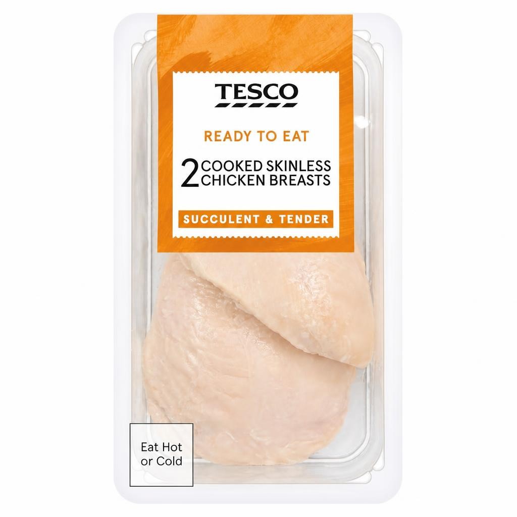 Tesco 2 Cooked Skinless Chicken Breast 220G