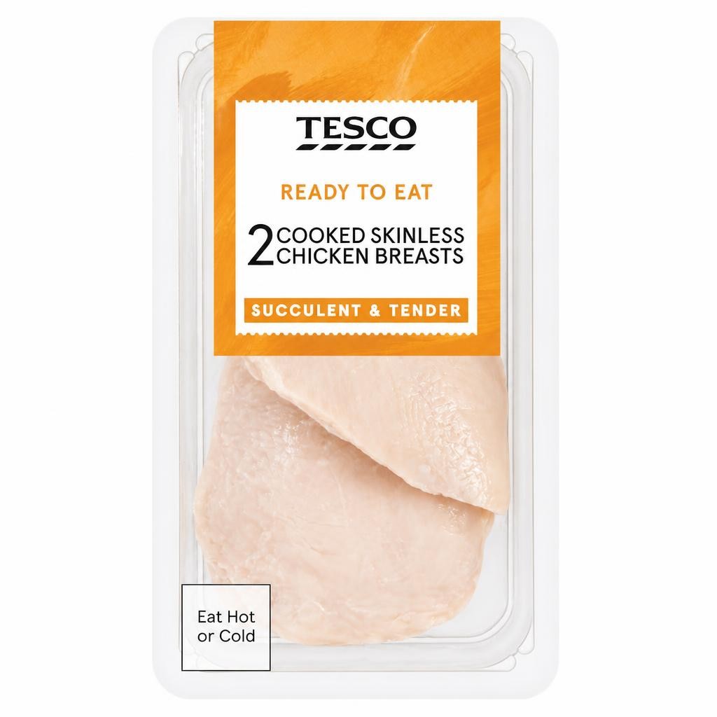 Tesco 2 Cooked Skinless Chicken Breast 220G