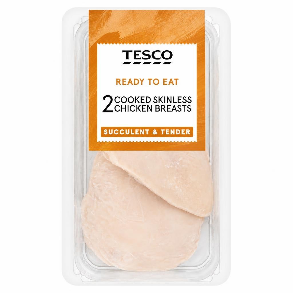 Tesco 2 Cooked Skinless Chicken Breast 220G