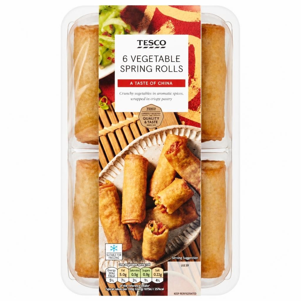Tesco Vegetable Spring Rolls 6 Pack 216g