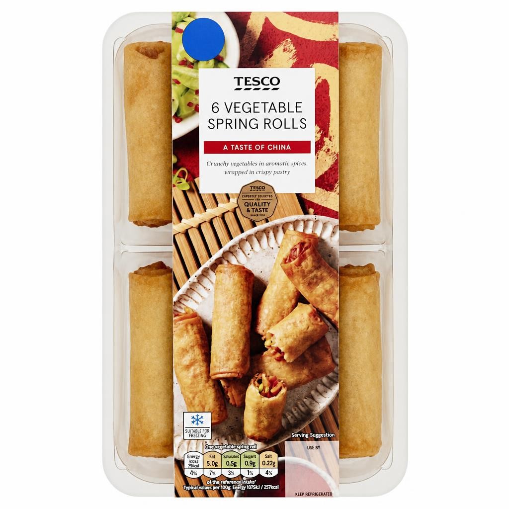 Tesco Vegetable Spring Rolls 6 Pack 216g
