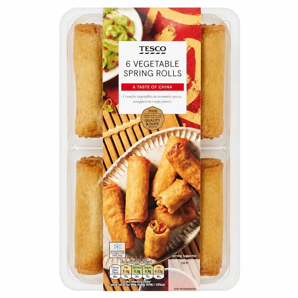 Tesco Vegetable Spring Rolls 6 Pack 216g