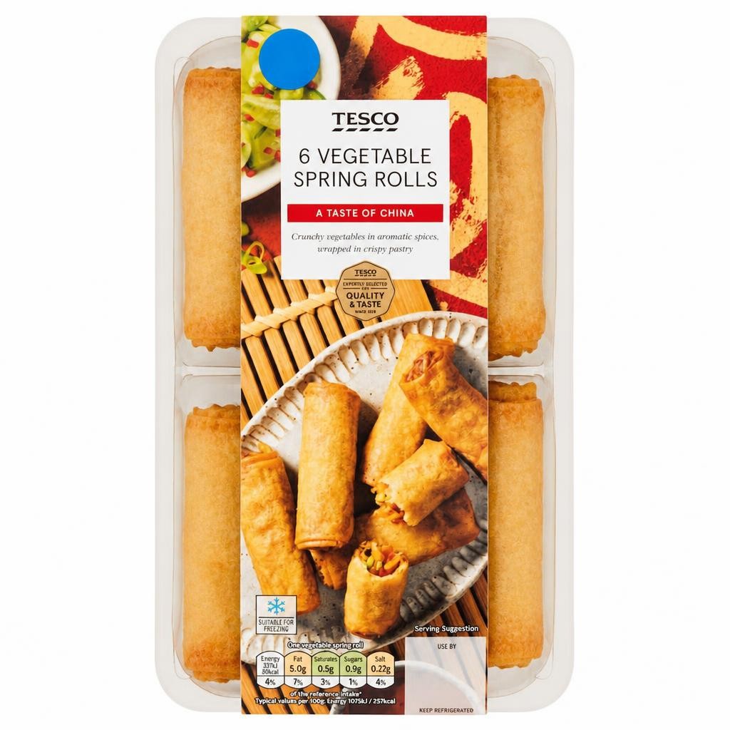 Tesco Vegetable Spring Rolls 6 Pack 216g
