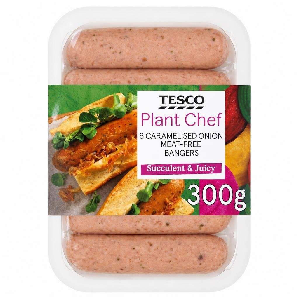 Tesco Plant Chef 6 Caramelised Onion Meat-Free Bangers 300g