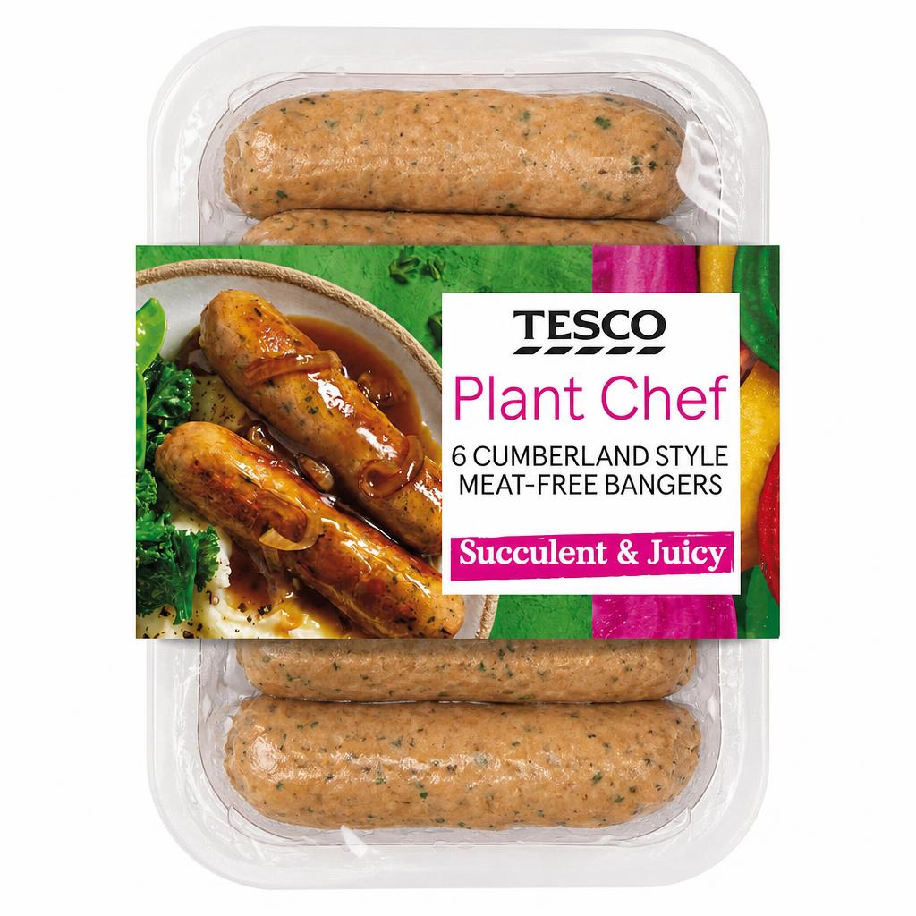 Tesco Plant Chef 6 Cumberland Style Meat-Free Bangers 300g