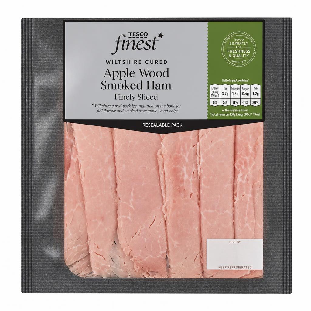 Tesco Finest Finely Sliced Apple Wood Smoked Ham 120g