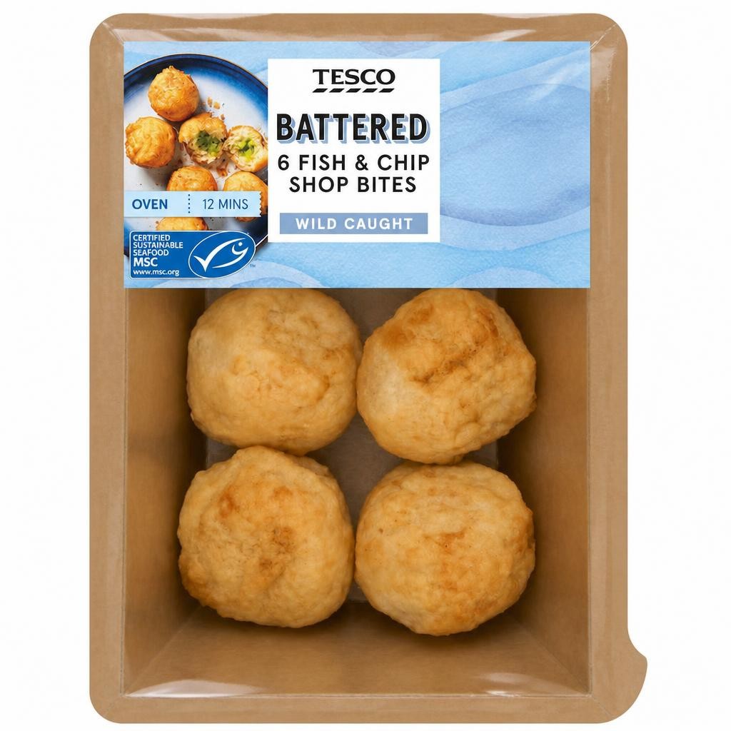 Tesco Battered 6 Fish & Chip Shop Bites 235g