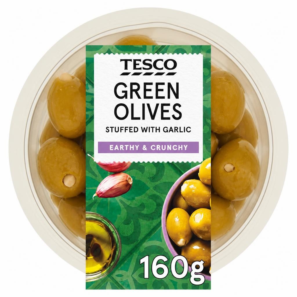 Tesco Green Olives Stuffed with Garlic 160g