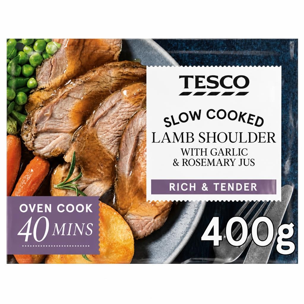 Tesco Slow Cooked Lamb Shoulder Garlic Rosemary 400G