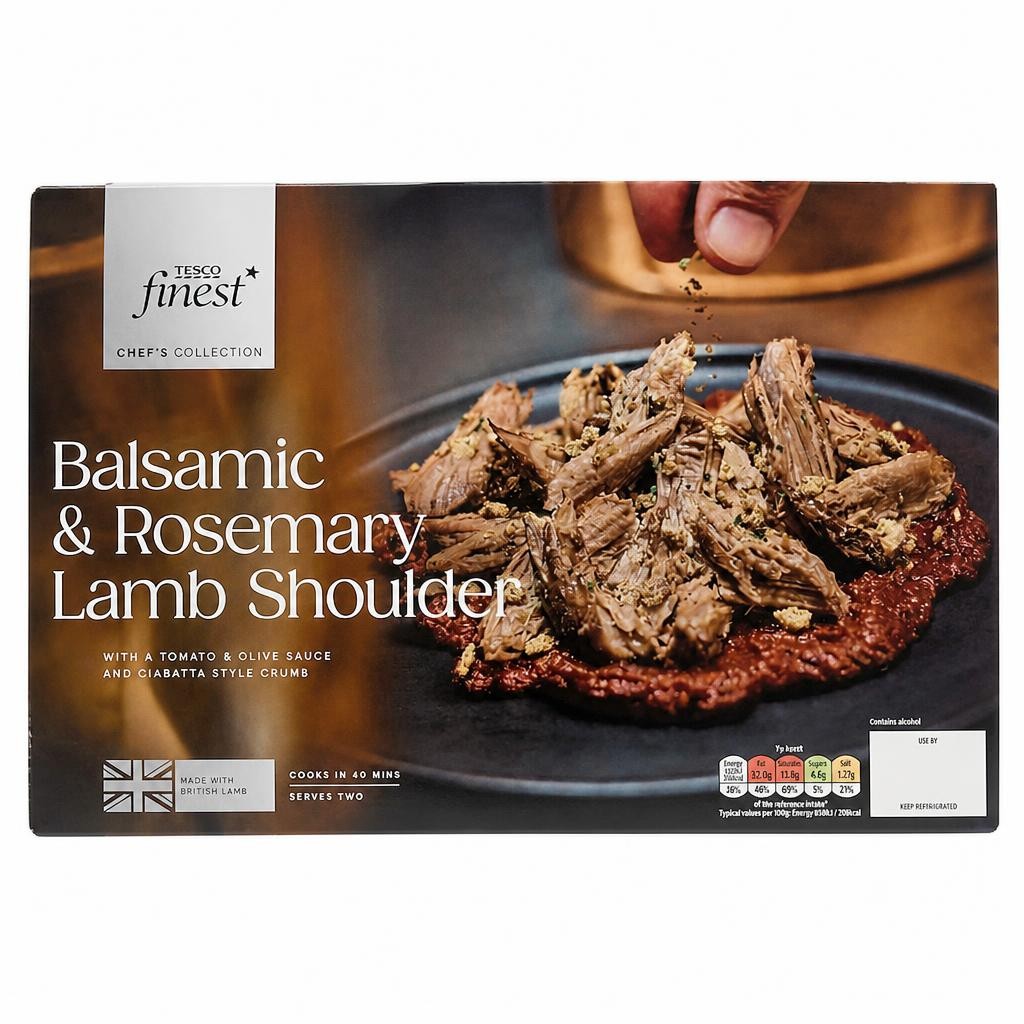 Tesco Finest Chef’s Collection Balsamic & Rosemary Lamb Shoulder with an Olive & Tomato Sauce and Ciabatta Crumb 865g