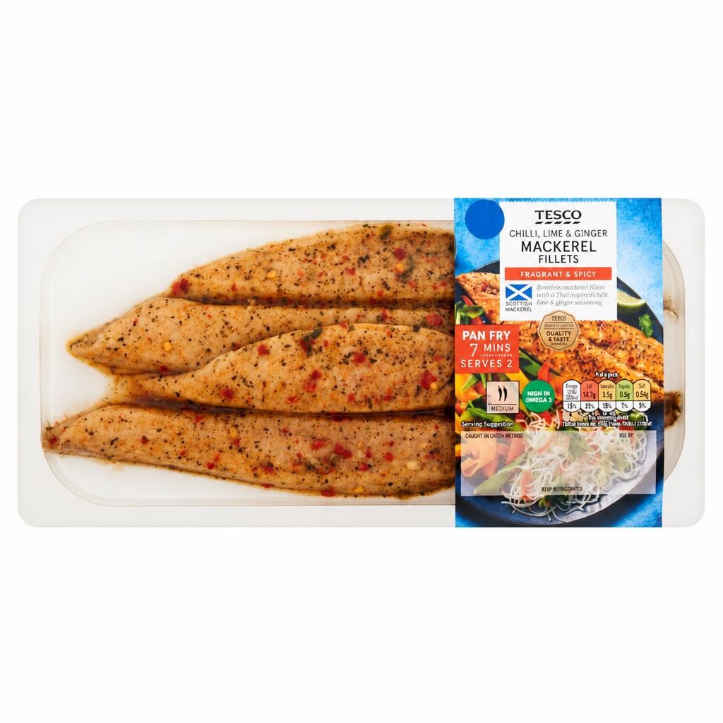 Tesco Chilli, Lime and Ginger Mackerel Fillets 165g