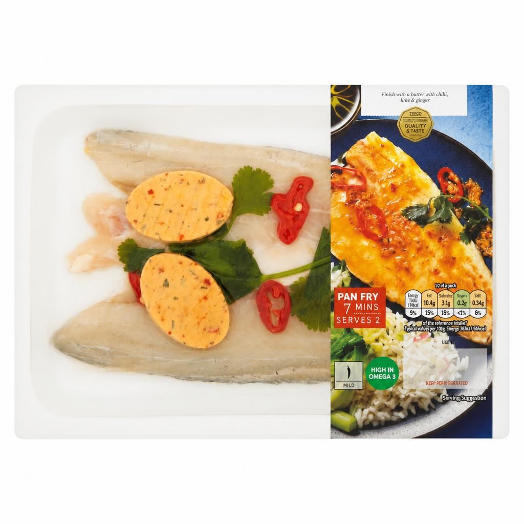 Tesco 2 Chilli, Lime & Ginger Sea Bass Fillets 205g
