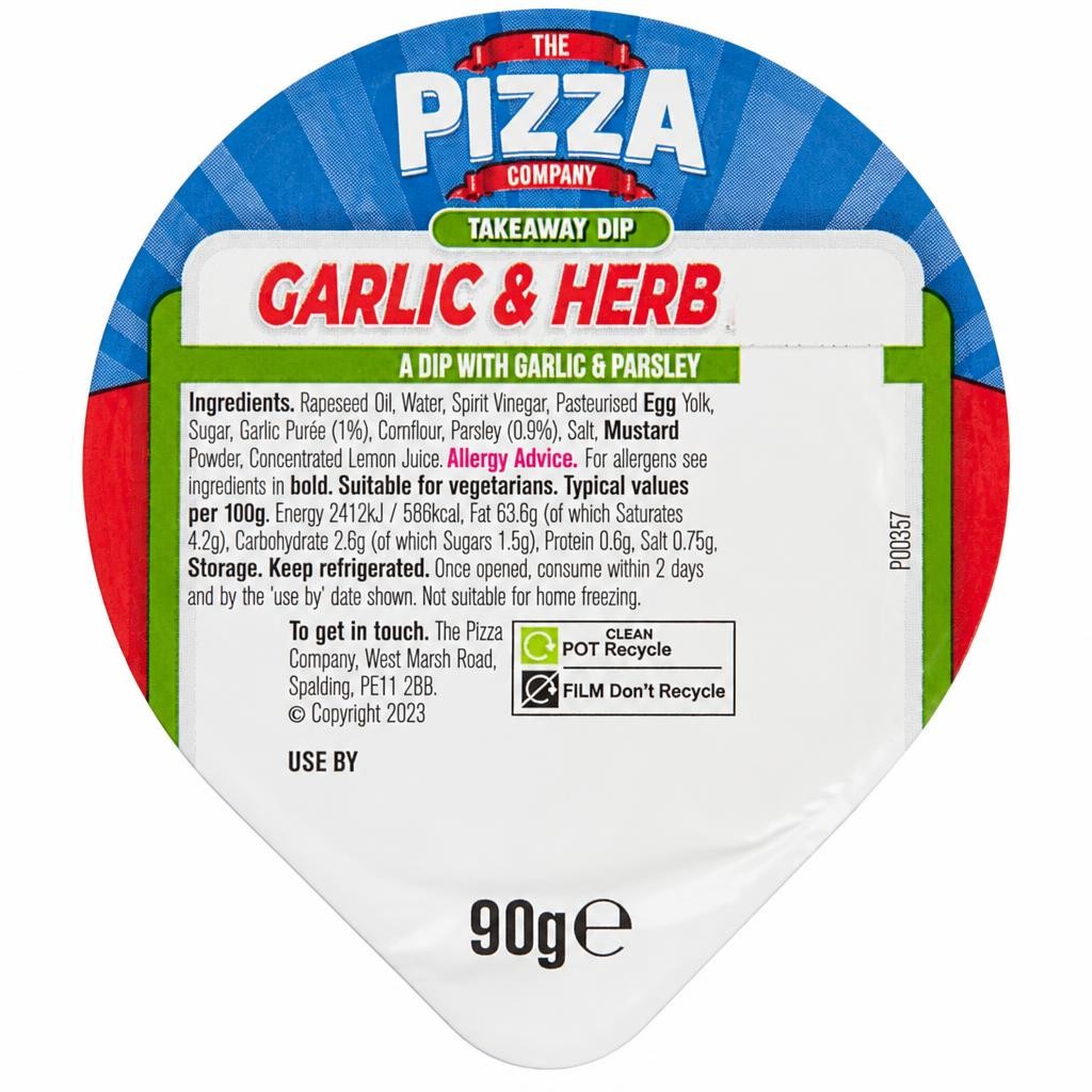 The Pizza Company Garlic & Herb Dip 90G