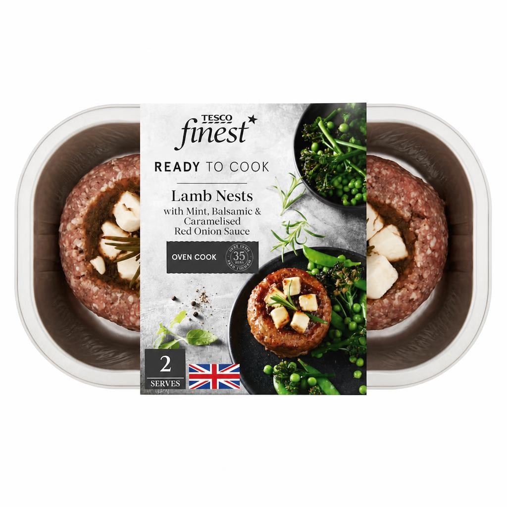 Tesco Finest Lamb Nests With Mint, Balsamic & Caramelised Red Onion Sauce 398g