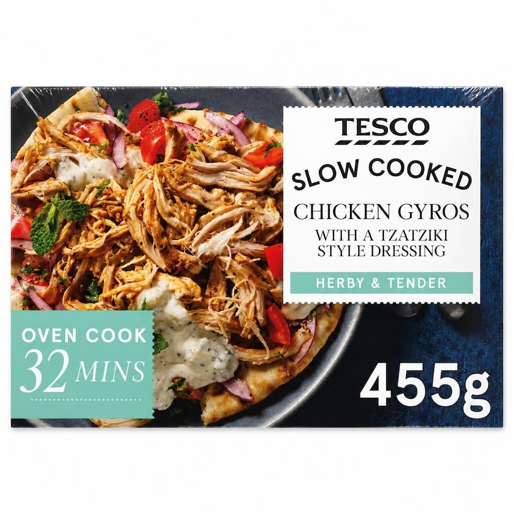 Tesco Slow Cooked Chicken Gyros with Tzatziki style dressing 455g