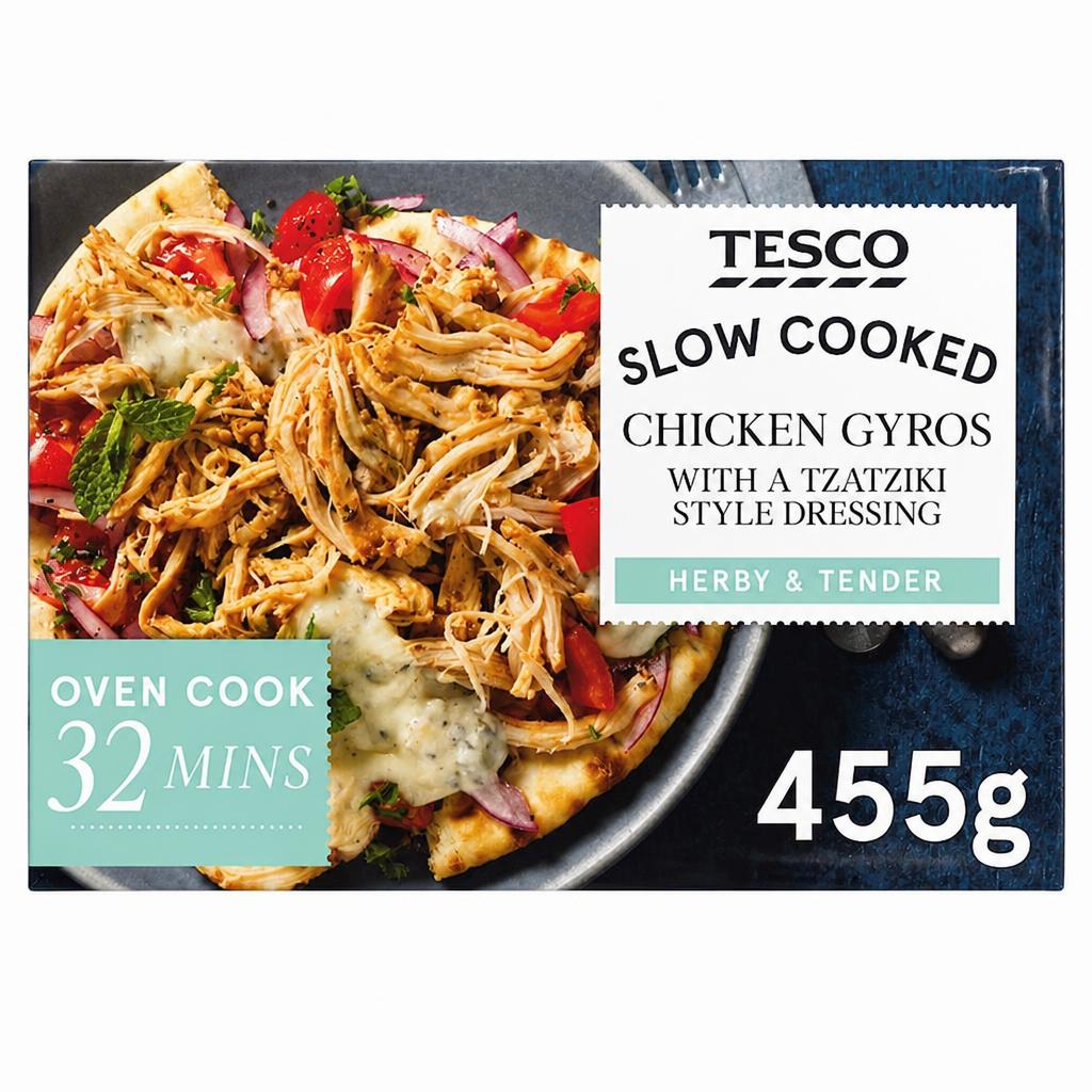 Tesco Slow Cooked Chicken Gyros with Tzatziki style dressing 455g