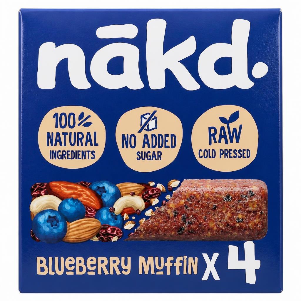 Nakd Blueberry Muffin Raw Fruit & Nut Bar 4x35g