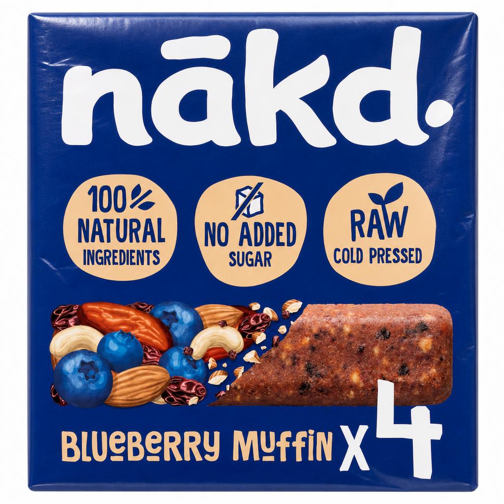 Nakd Blueberry Muffin Raw Fruit & Nut Bar 4x35g