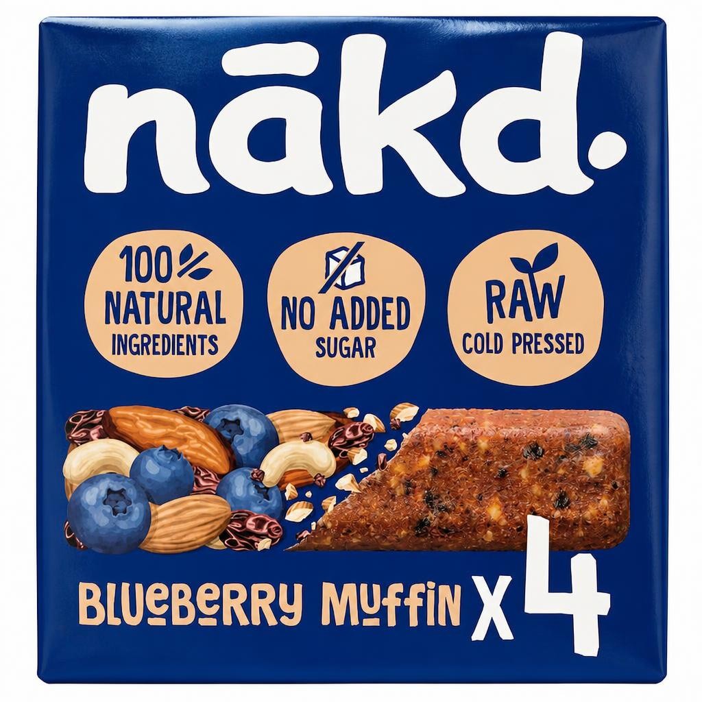 Nakd Blueberry Muffin Raw Fruit & Nut Bar 4x35g