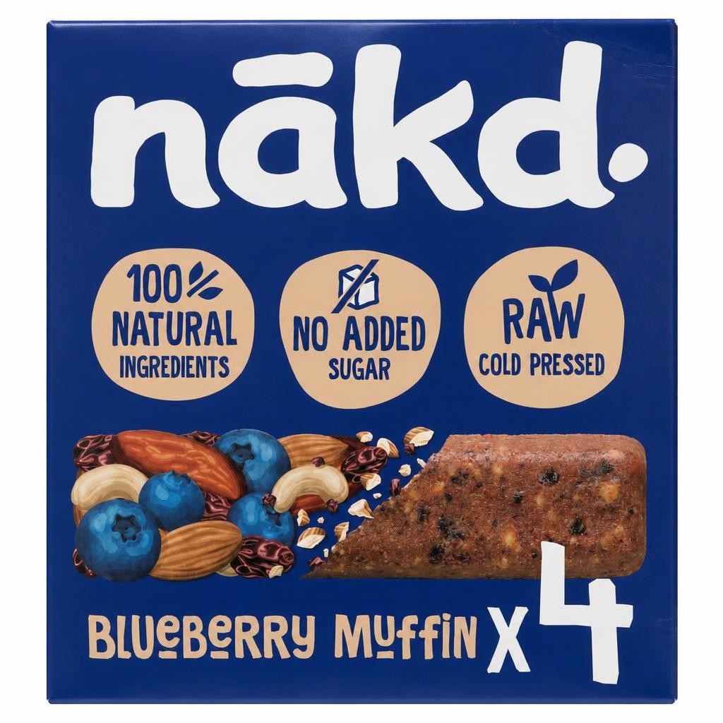 Nakd Blueberry Muffin Raw Fruit & Nut Bar 4x35g