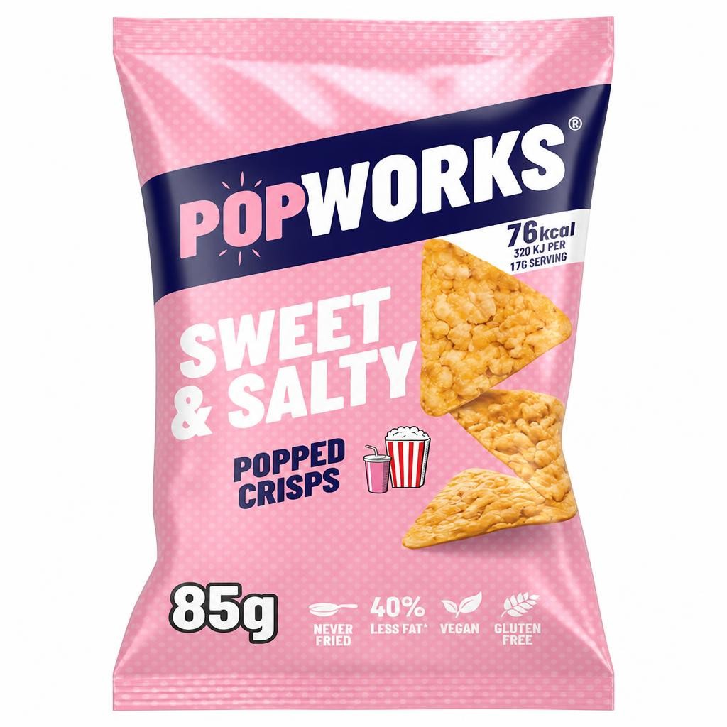 Popworks Sweet & Salty Sharing Bag Popped Crisps 85g