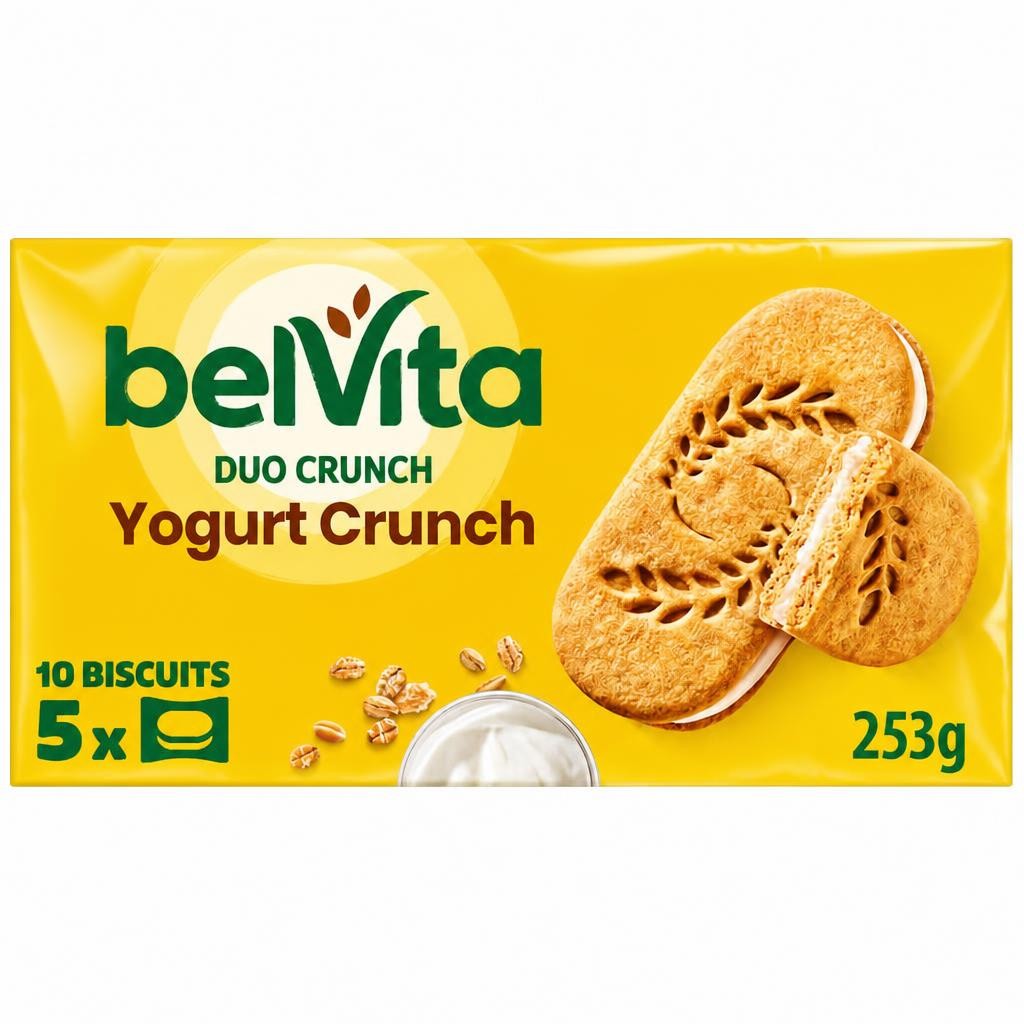 Belvita Breakfast Biscuit Yogurt Crunch Cereal Biscuit Snack Bars Pack 5 x 50g