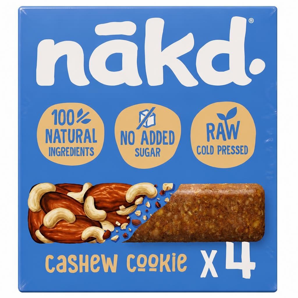 Nakd Fruit & Nut Bars - Cashew Cookie 4 Pack 140g