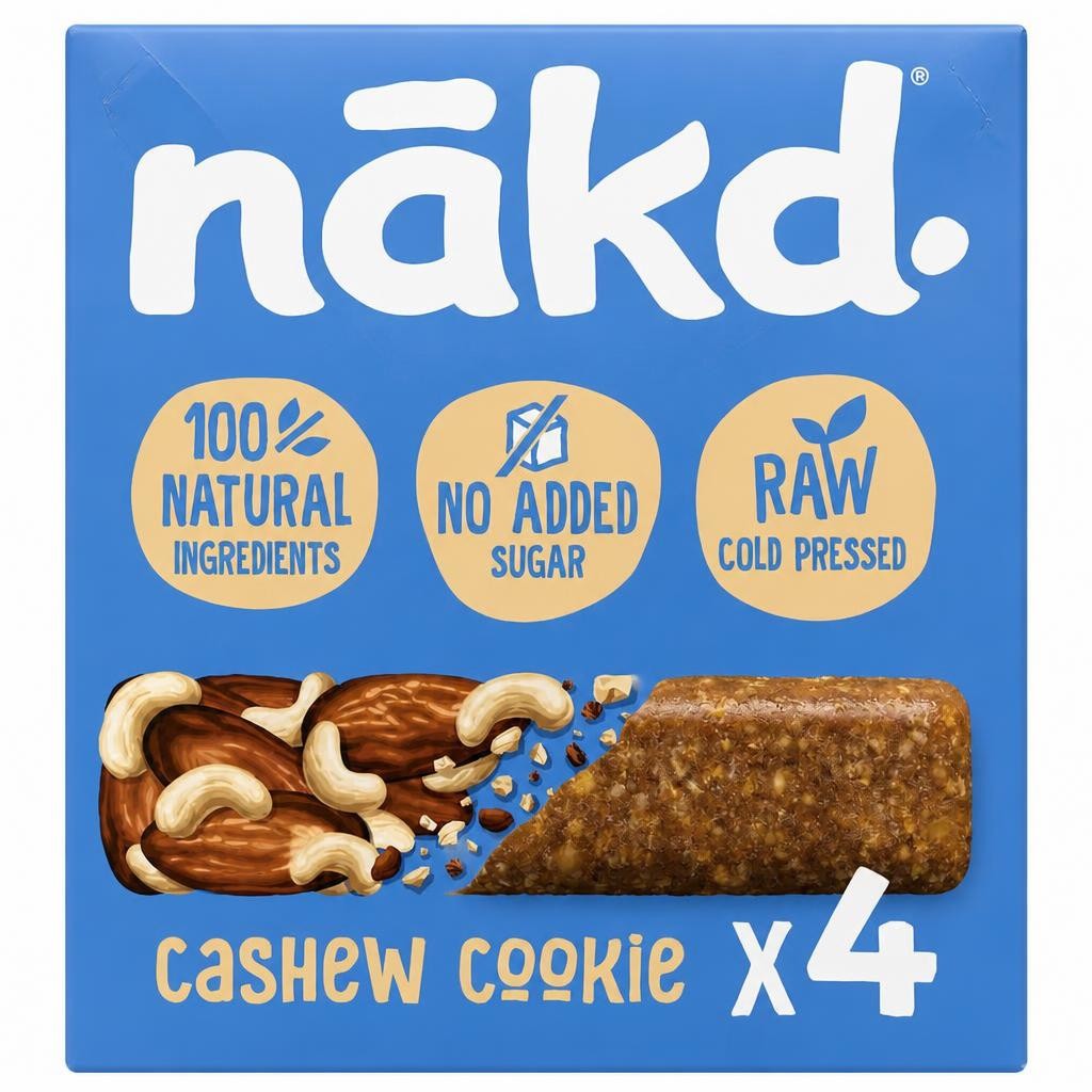 Nakd Fruit & Nut Bars - Cashew Cookie 4 Pack 140g