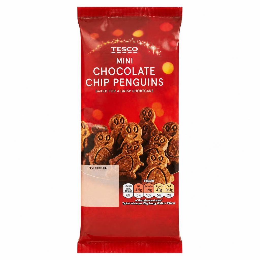 Tesco Mini Chocolate Chip Penguin Biscuits 100G