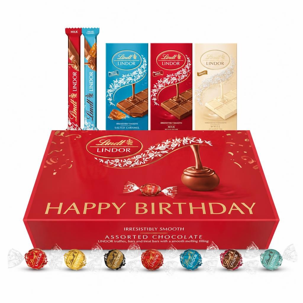 Lindt Lindor Official Happy Birthday Chocolate Gift Hamper Box 926g (42-piece Set)