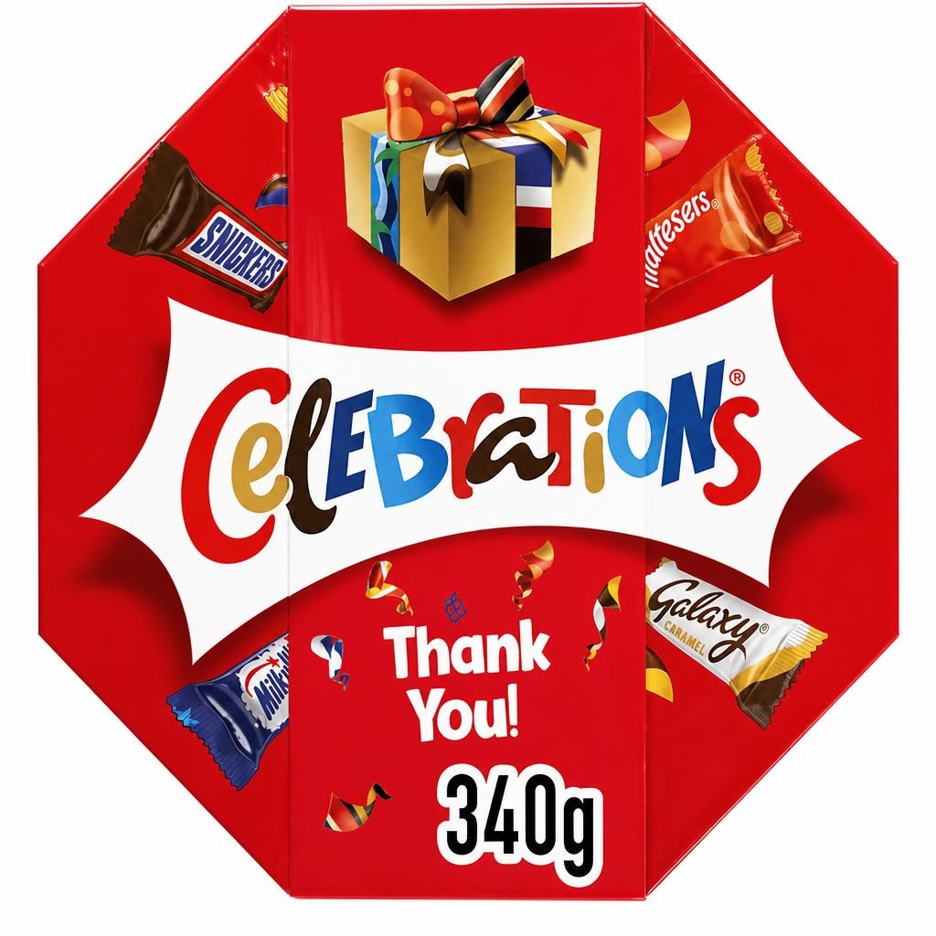 Celebrations Centrepiece 340g Chocolate Gift with Thank You sleeve