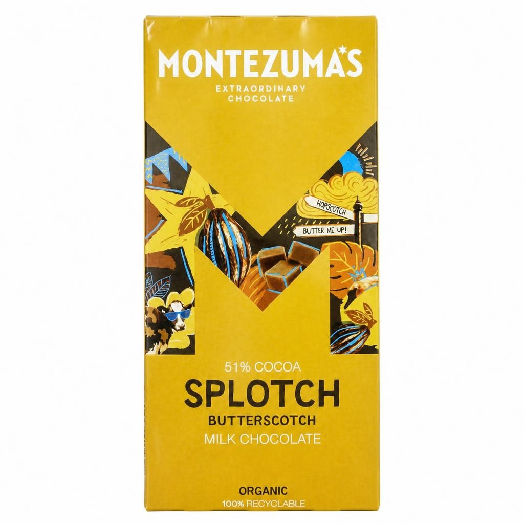 Organic Splotch 54% Milk Chocolate with Butterscotch 90g (Montezuma's)