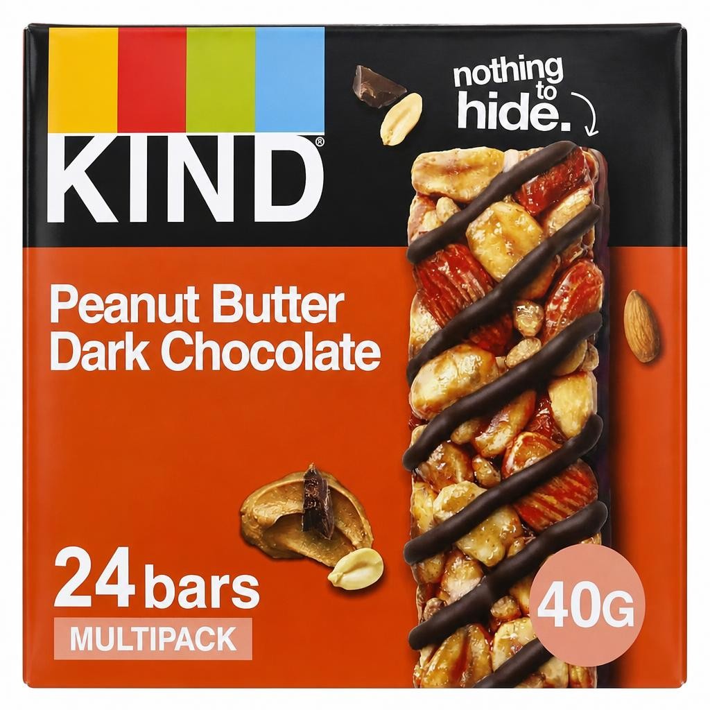 KIND Bars, Gluten Free Snack Bars, Peanut Butter Dark Chocolate, Healthy Snack, No Artificial Colours, Flavours or Preservatives, Multipack 24 x 40g | Red
