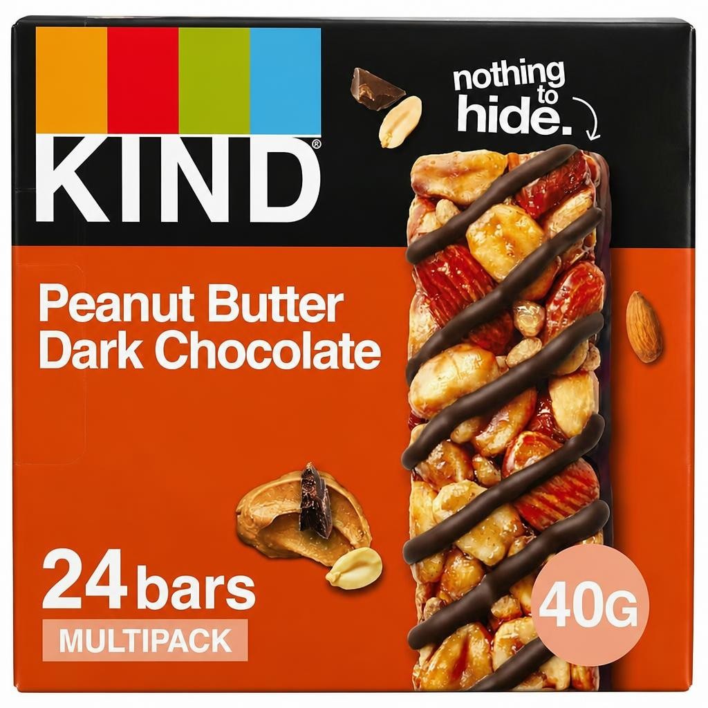 KIND Bars, Gluten Free Snack Bars, Peanut Butter Dark Chocolate, Healthy Snack, No Artificial Colours, Flavours or Preservatives, Multipack 24 x 40g | Red