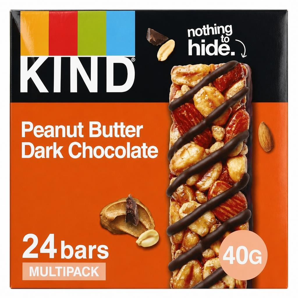 KIND Bars, Gluten Free Snack Bars, Peanut Butter Dark Chocolate, Healthy Snack, No Artificial Colours, Flavours or Preservatives, Multipack 24 x 40g | Red