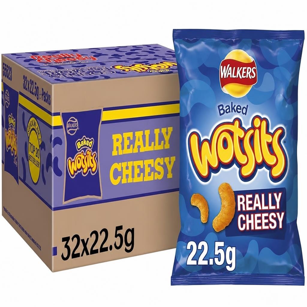 Walkers Crisps Wotsits Really Cheesy Snacks, 22.5g (Case of 32)
