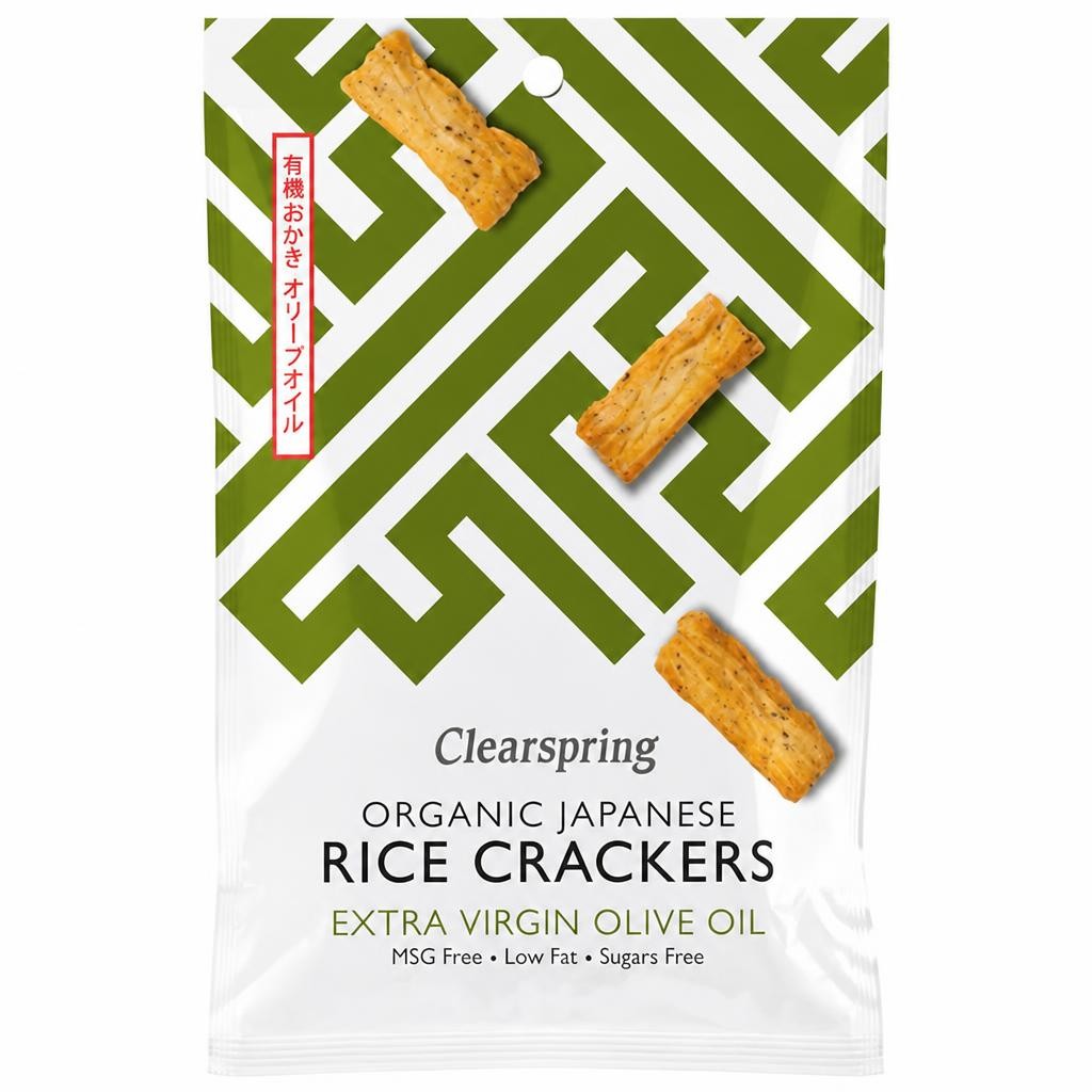 Organic Japanese Rice Crackers Extra Virgin Olive Oil 50g (Clearspring) | Multi