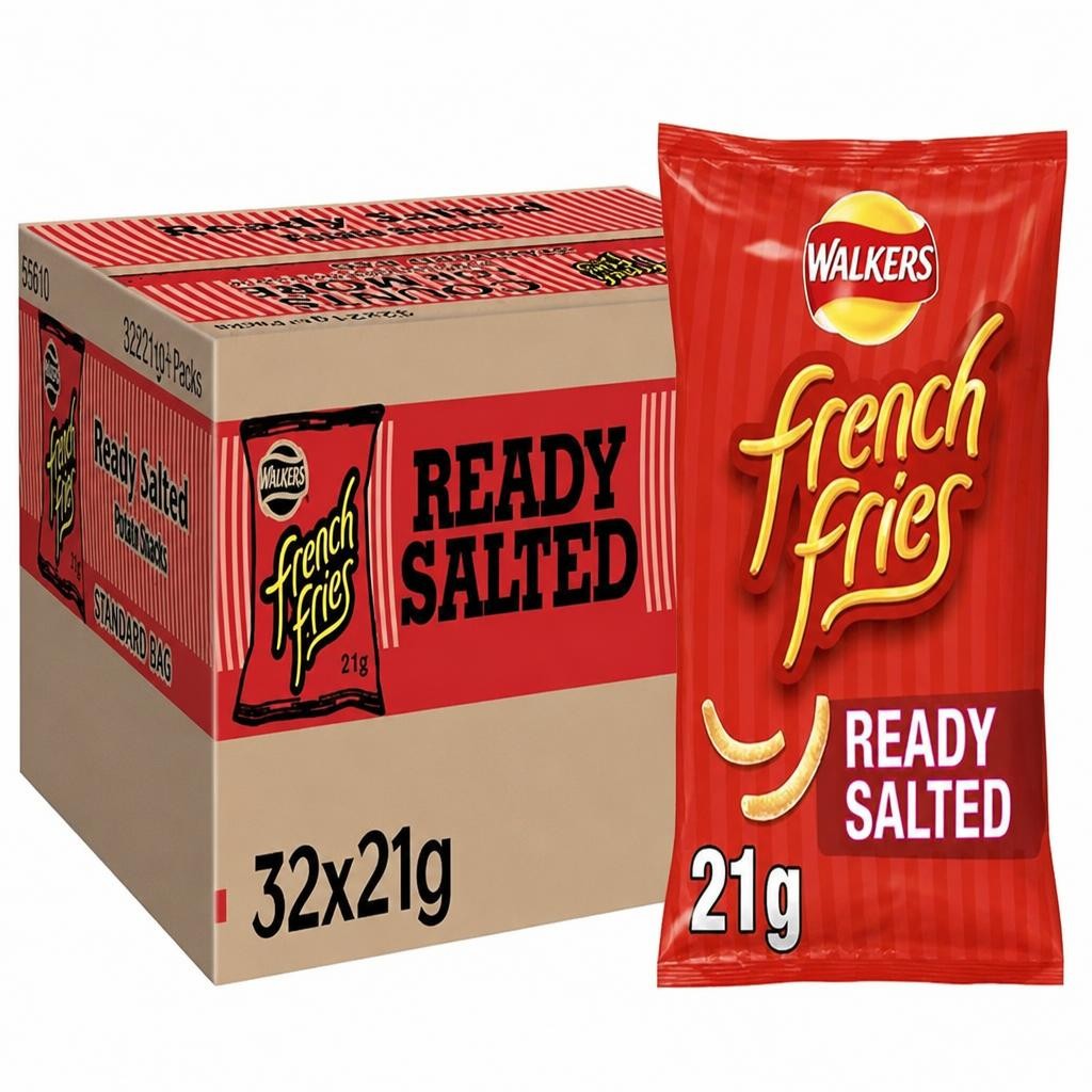 Walkers French Fries Ready Salted Snacks Crisps 21g (Case of 32)