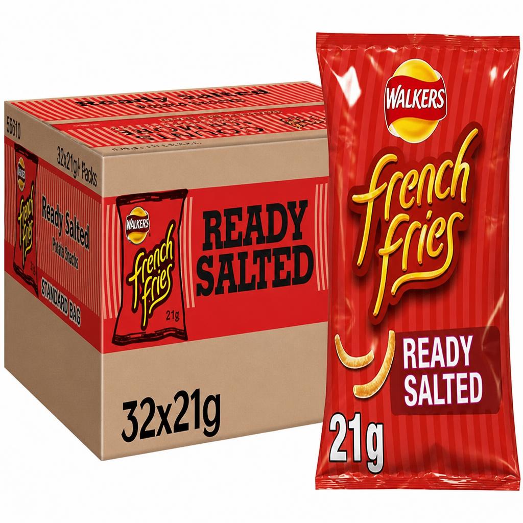 Walkers French Fries Ready Salted Snacks Crisps 21g (Case of 32)