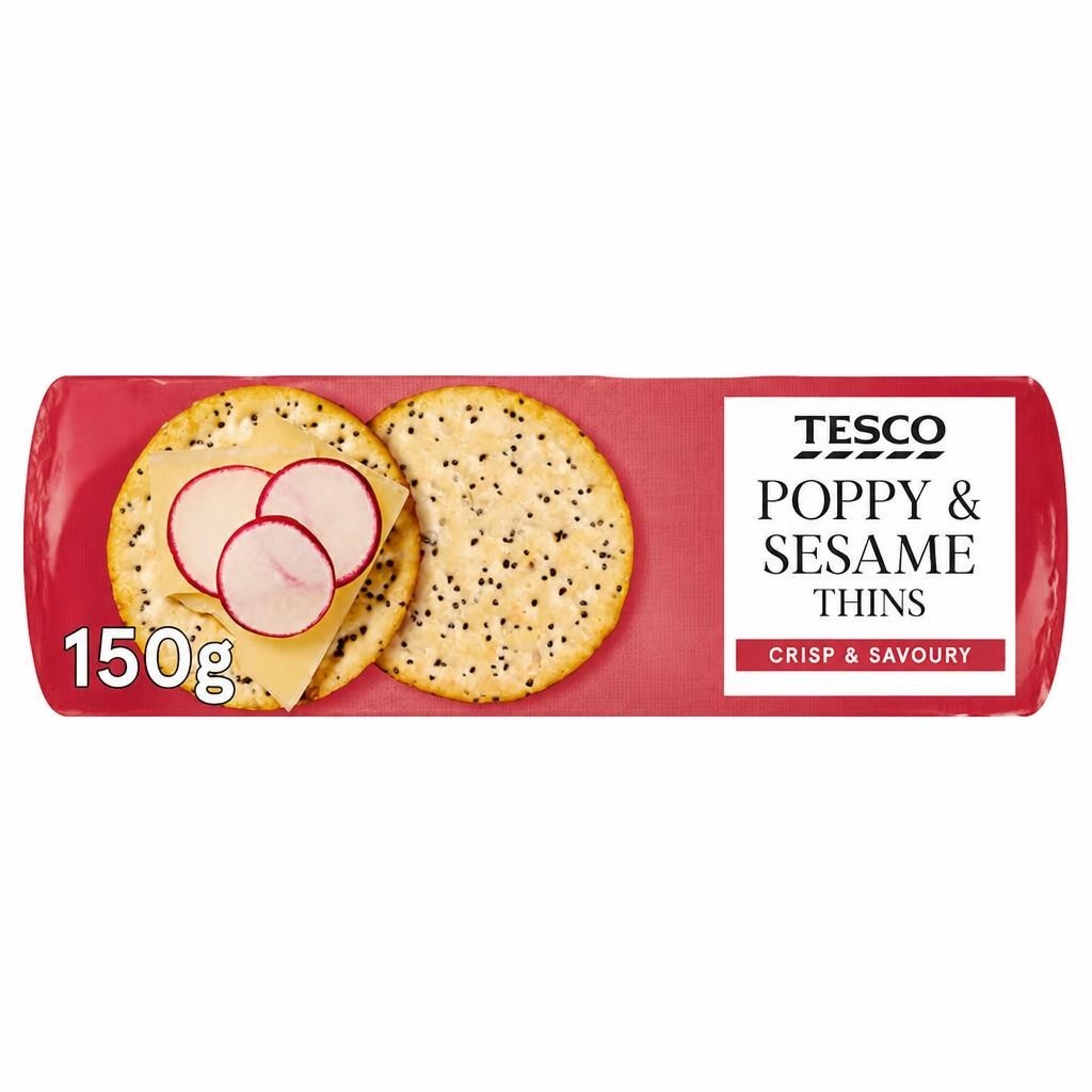 Tesco Poppy & Sesame Thins 150g