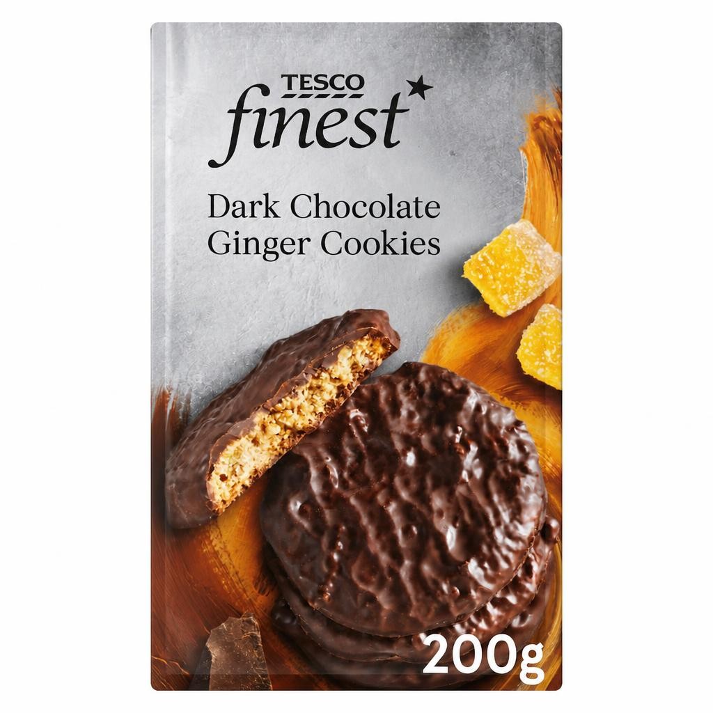 Tesco Finest Dark Chocolate Ginger Cookies 200G