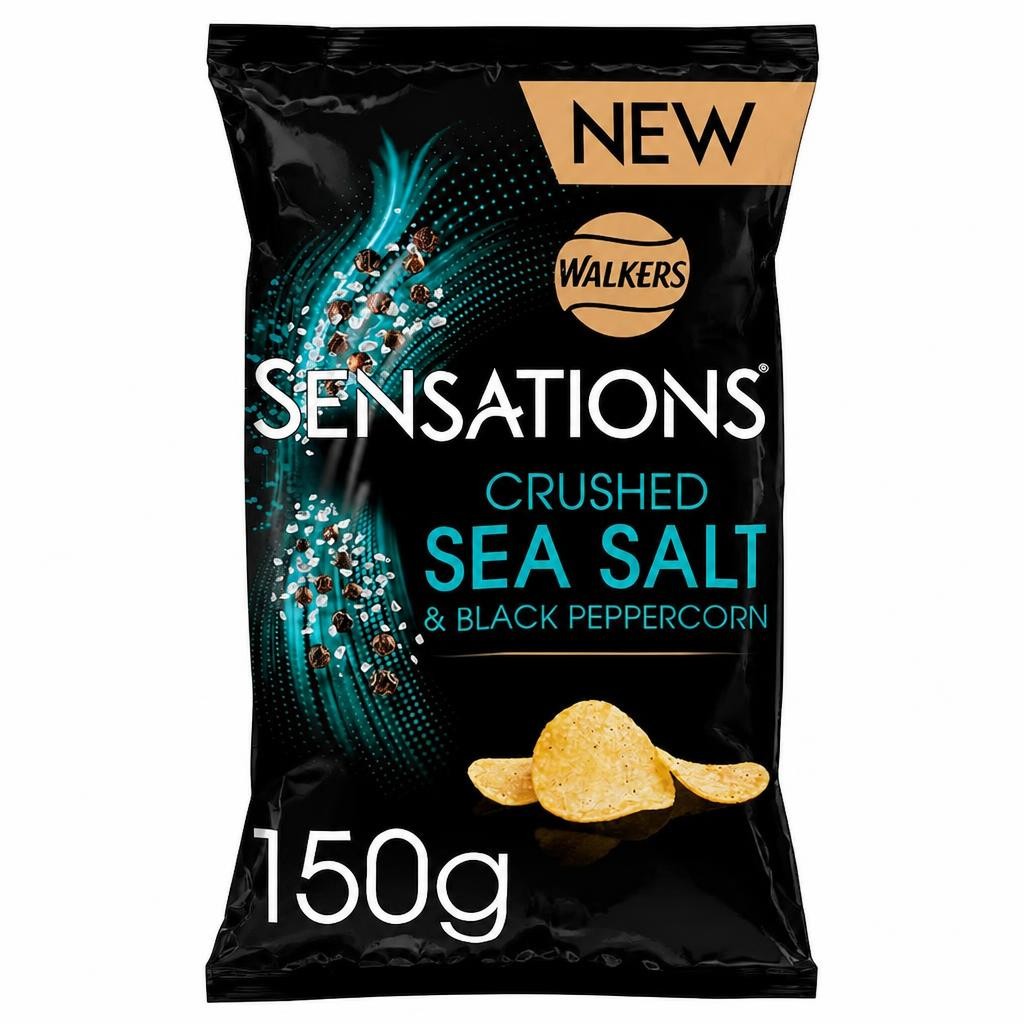 Sensations Crushed Sea Salt & Black Peppercorn Flavour Potato Crisps 150g