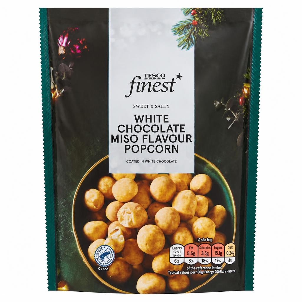 Tesco Finest Miso Flavour White Chocolate Coated Popcorn 100g