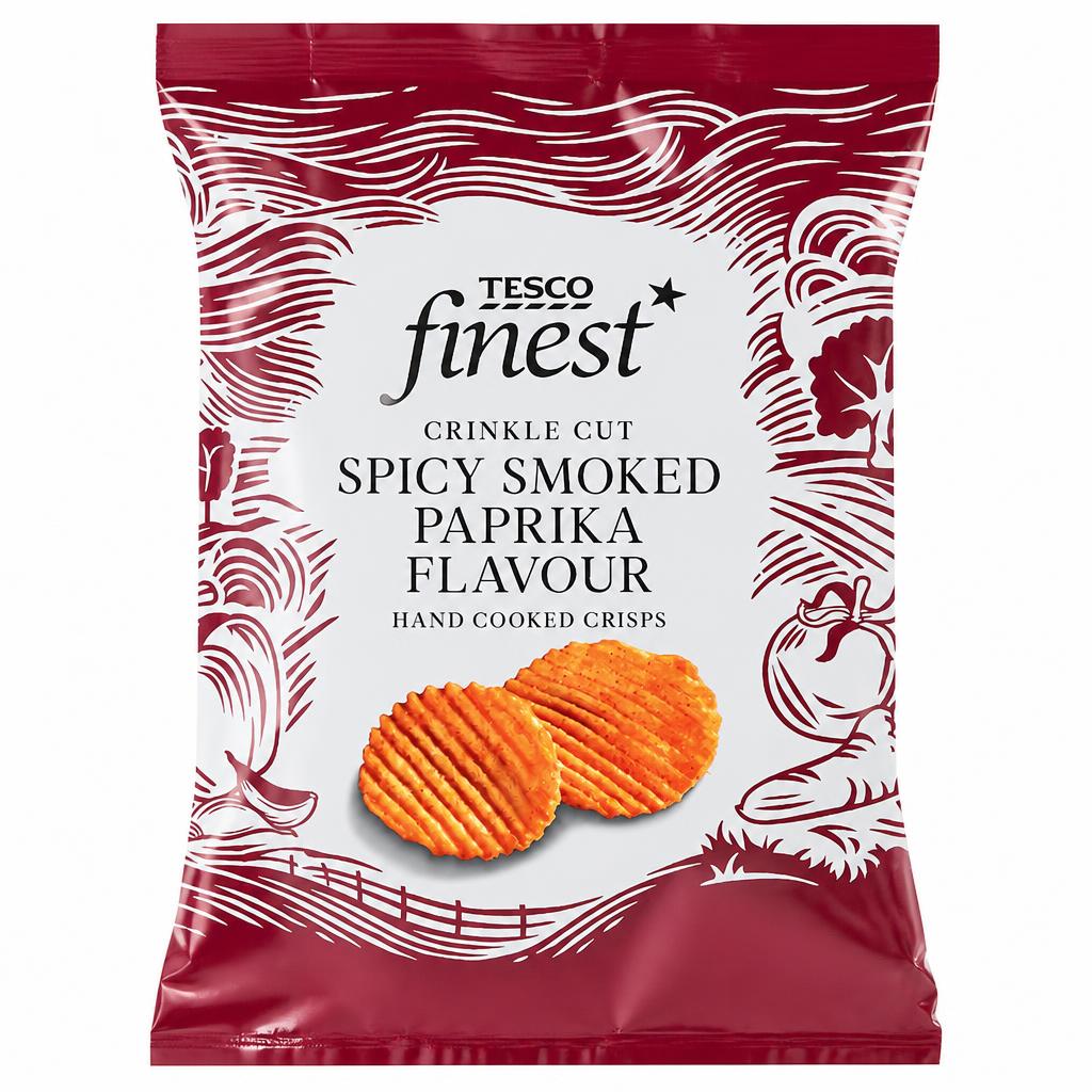 Tesco Finest Crinkle Cut Spicy Smoked Paprika Hand Cooked Crisps 150g