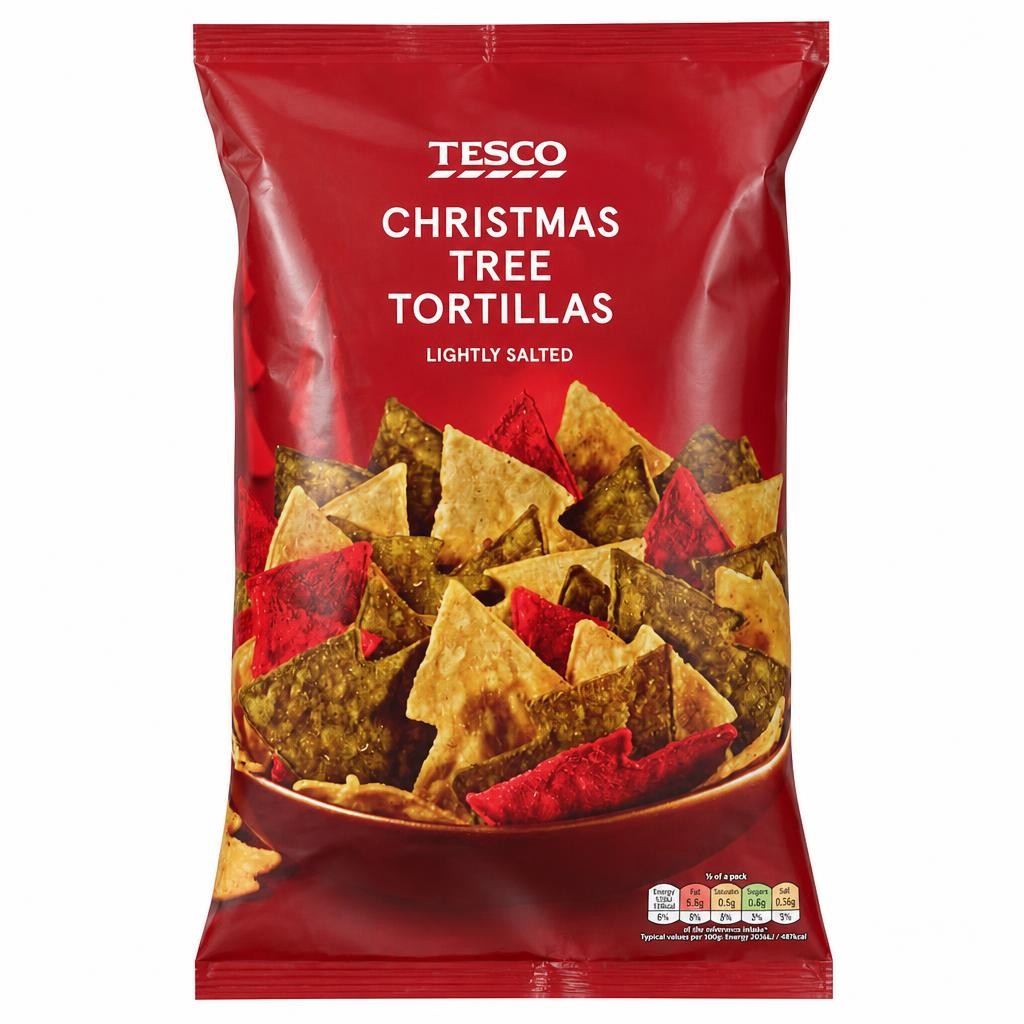 Tesco Lightly Salted Christmas Tree Tortilla 200g