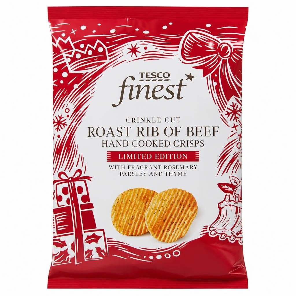 Tesco Finest Crinkle Cut Herb Crusted Rib of Beef Hand Cooked Crisps 150g