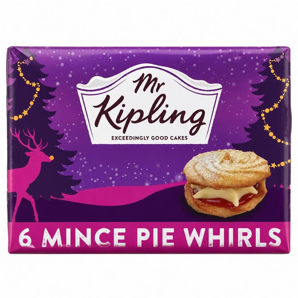 Mr Kipling Christmas 6 Mince Pies Whirls Cakes